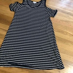 Striped cold shoulder dress
